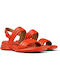 Camper Spiro Leder Damen Flache Sandalen in Rot Farbe