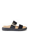 Leder Flache Sandalen für Damen Anatomisch in Schwarz Farbe