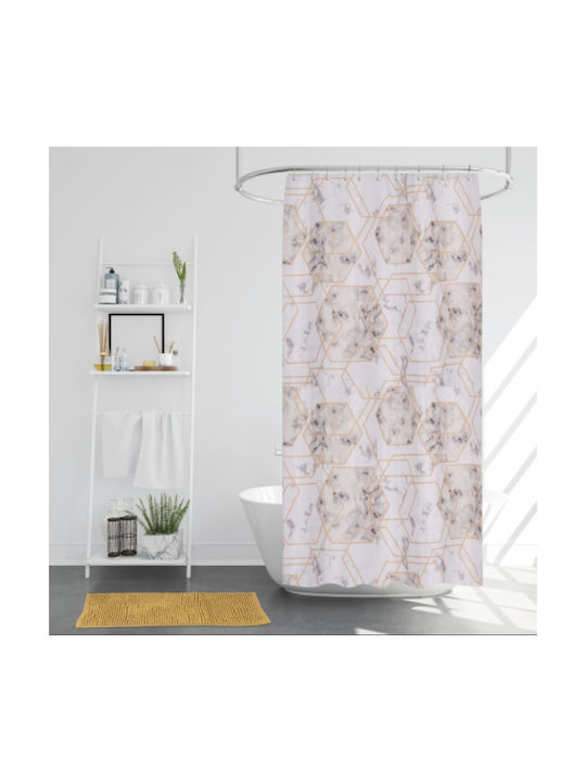 Flamingo + Rug Shaggy Shower Curtain 180x200cm Beige