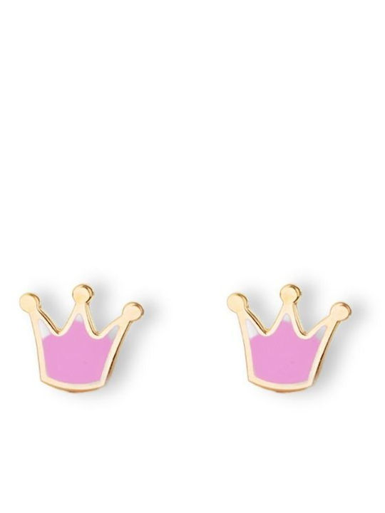 Paraxenies Gold Plated Kids Earrings Studs Crowns made of Silver