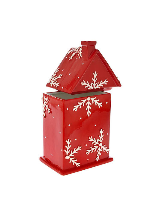 Σπίτι Christmas Cookie Jar Ceramic Red L16xW11xD30cm 1pcs