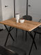 Zeryin Table Dining Room Wooden with Metal Frame Black Velvet-Black Metal 70x110x75cm