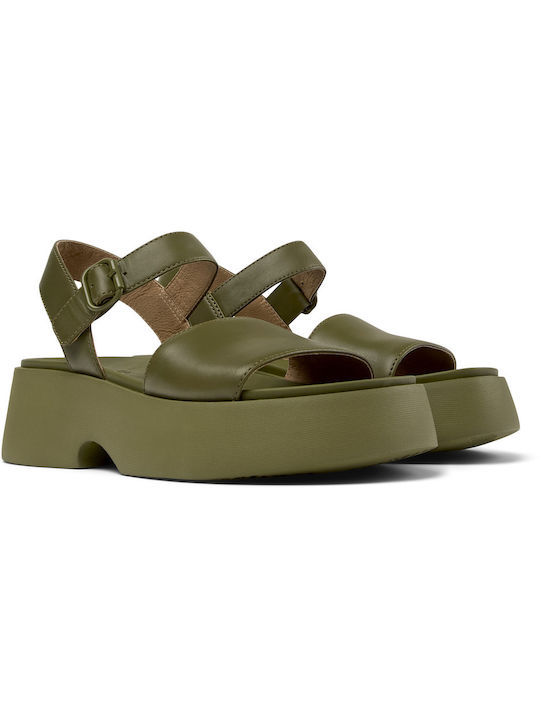 Camper Leather Women's Sandals Green