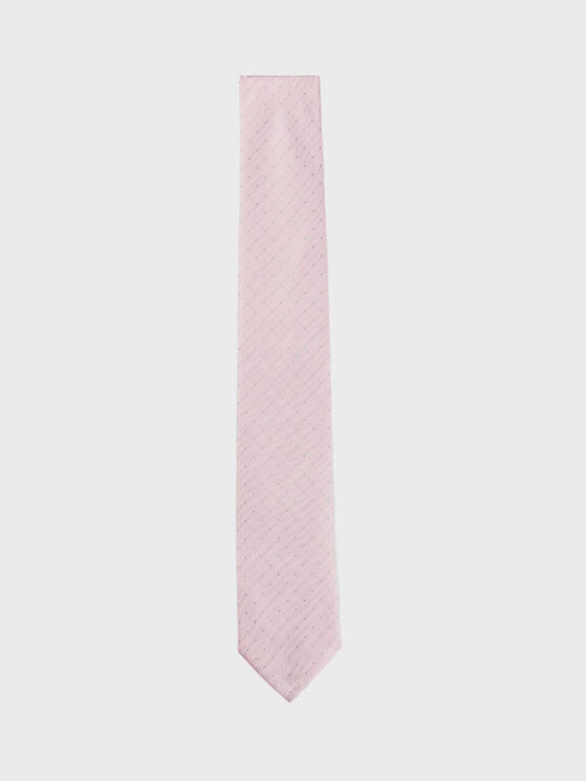 Hugo Boss Ανδρική Γραβάτα Μεταξωτή με Σχέδια σε Ροζ Χρώμα