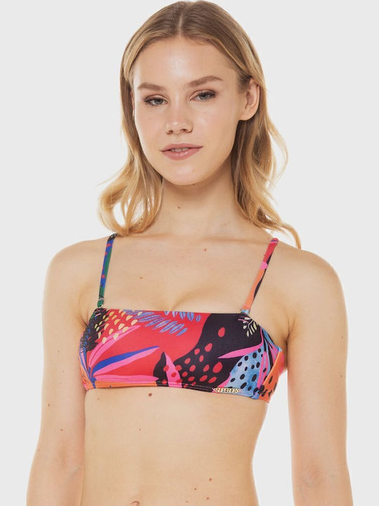 Superdry D3 Ovin Tropical Bandeau Bikini Top Rosa
