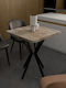 Prestone Square Table Dining Room Wooden with Metal Frame White Marble 70x70x75cm