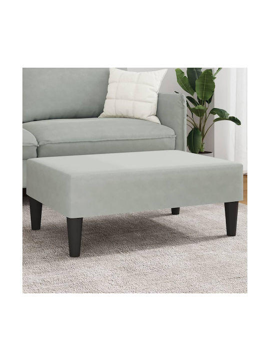 Velvet Upholstered Footstool Light Gray 77x55x31cm