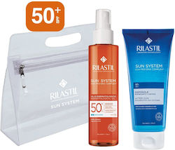 Rilastil Sun System Set with After Sun, Tanning Oil & Pouch