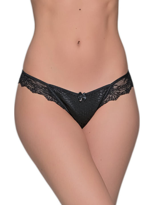 Milena by Paris Γυναικείο String με Δαντέλα Μαύρο