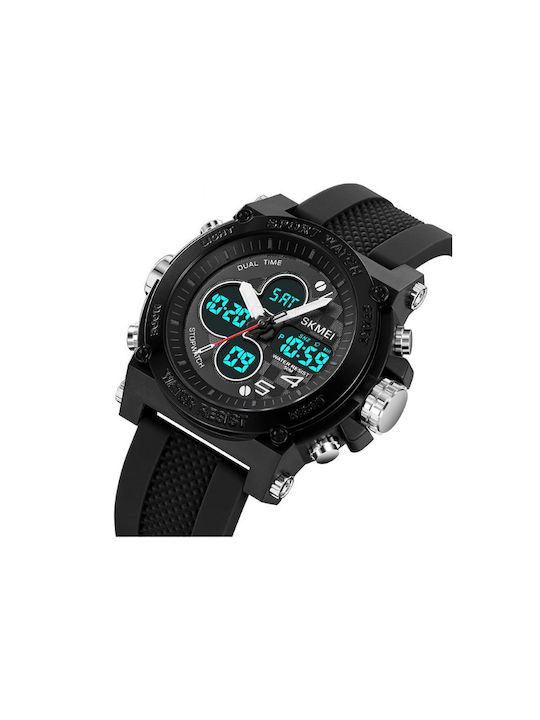 Skmei Analog/Digital Watch Chronograph Battery with Rubber Strap Black/Black