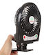 Hadata 4.3 Inch Portable USB Li-ion Battery Powered Rechargeable Fan Third Wind Gear Adjustment and Clip Black