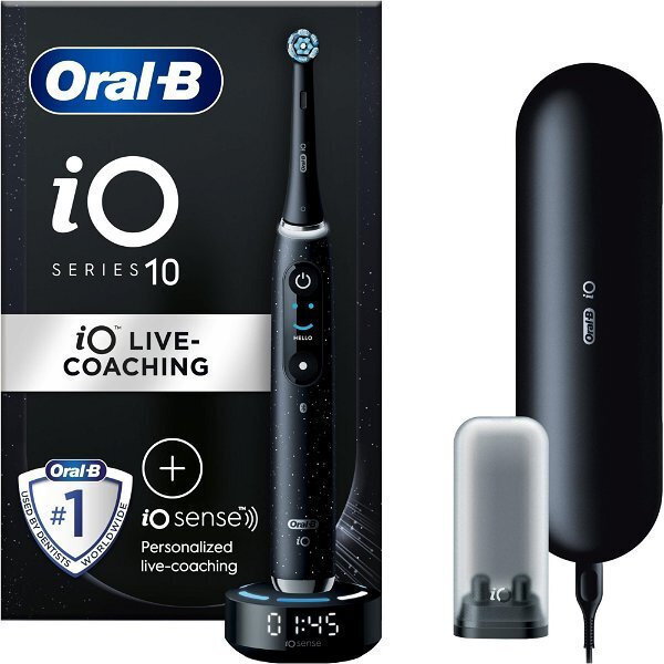 Oral-B iO Series 10 Ηλεκτρική Οδοντόβουρτσα με Αισθητήρα Πίεσης και Θήκη Ταξιδίου Μαύρη (4210201434672)
