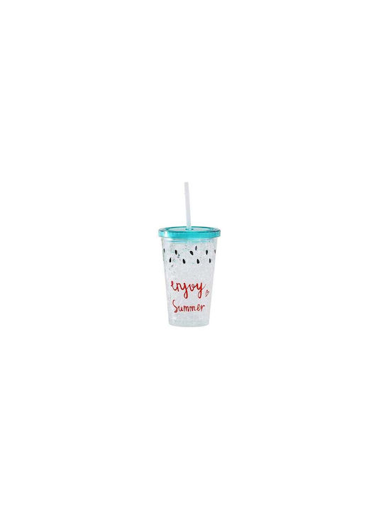 Glass made of Plastic with straw 500ml