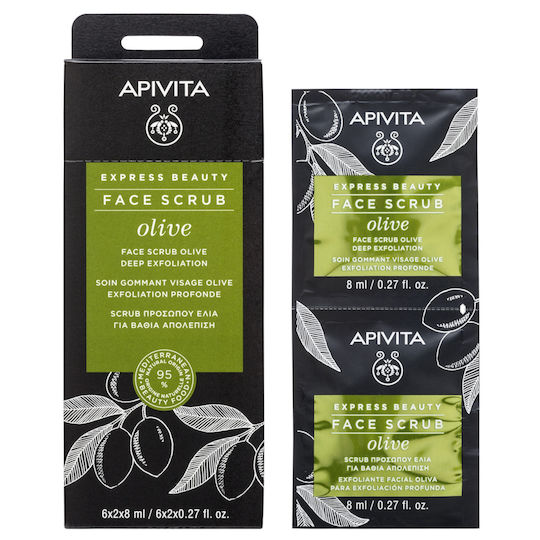 Apivita Express Beauty Gesichtspeeling Olive Tiefenreinigung 2*8 ml
