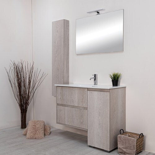 Kolossos Blat cu Lavoar, Oglindă & Coloană cu lumină L89xW44.5xH60cm Basil