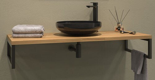 Kolossos Waschtisch mit Waschbecken & Spiegel mit Licht L120xB50xH34cm Oak