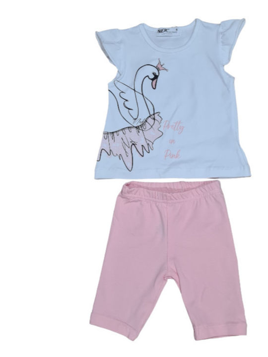 Nek Kids Wear Kids Set with Leggings Summer 2pcs Pink