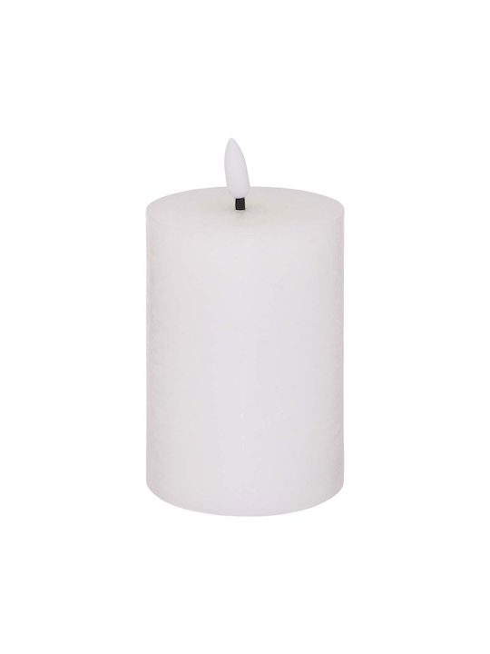 Spitishop Διακοσμητικό Φωτιστικό Κερί LED Μπαταρίας σε Λευκό Χρώμα