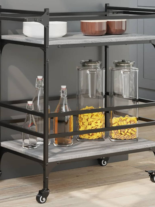 vidaXL Wooden Kitchen Trolley 3 Tiers Gray 82x4...