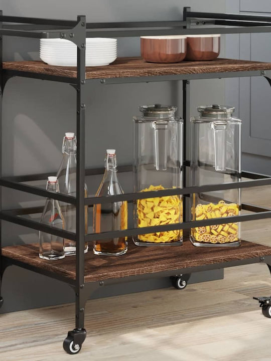 vidaXL Wooden Kitchen Trolley 3 Tiers Brown 82x...