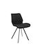 Sabia Dining Room Velvet Chair Black Velvet-Black Metal 46x55x80cm