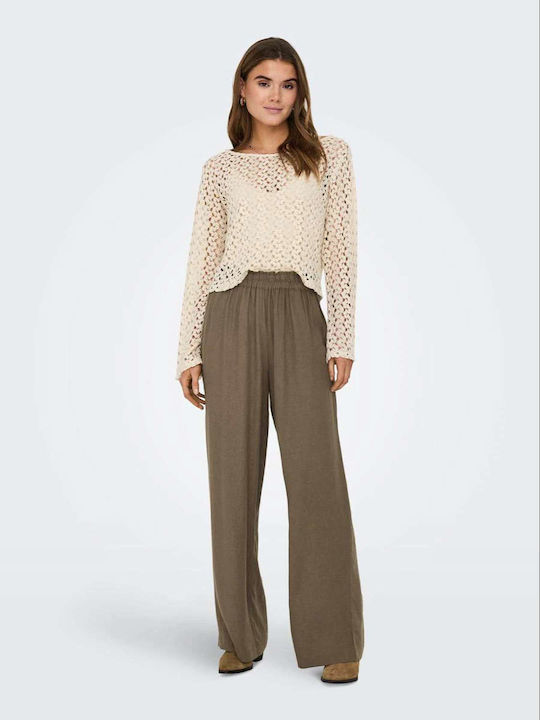 Only Women's Linen Trousers Olive