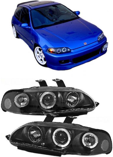 Carro Front Lights Angel Eyes Honda Civic 92-95 Set of 2 Pieces