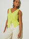 BSB Women's Blouse Sleeveless with V Neckline Green