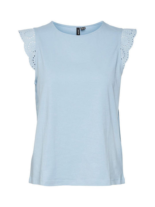 Vero Moda Women's Blouse Cotton Short Sleeve Blue