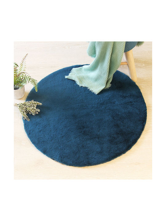 Atmosphera Χαλί Shaggy Γούνινο Φ80cm Bleu Canard Atmosphera Χαλί Shaggy Γούνινο Φ80cm Bleu Canard
