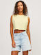 Jack & Jones Feminin Crop Tricou Galben