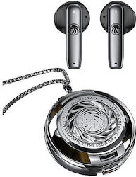 Recci Angle-Wing Necklace In-ear Bluetooth Handsfree Ακουστικά με Θήκη Φόρτισης Ασημί