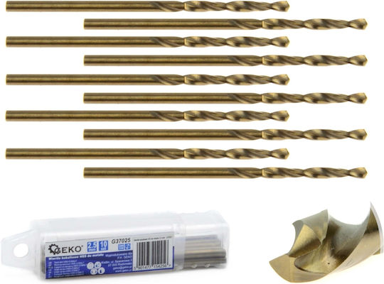 Geko Set of 10 Diamond Drills HSS with Cylindrical Shank for Metal