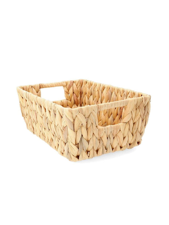 Decorative Basket Wicker with Handles White 29x22x12cm Homla