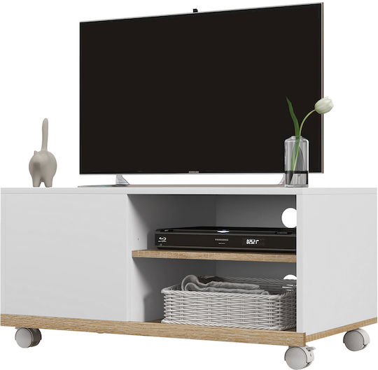 Stand TV Alb cu Roți L80xA45xÎ39.5cm