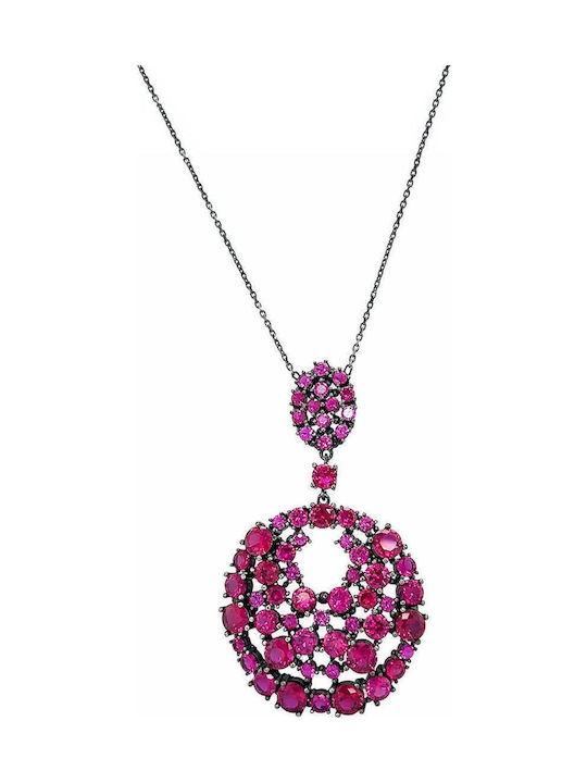 Xryseio Halskette aus Silber mit Zirkon Fuchsia NК10606