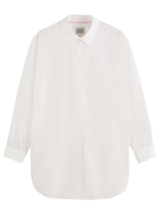 Langärmelig Damen Hemd White