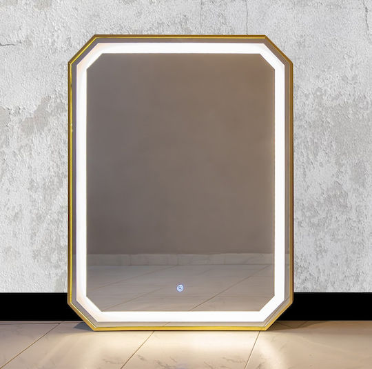Oglindă de Baie Lumini LED Atingere 70x90cm Auriu