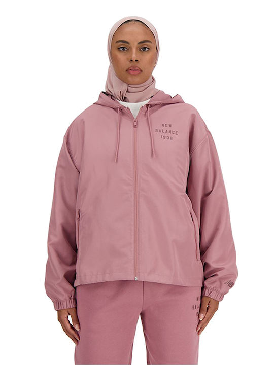 New Balance Women's Short Lifestyle Jacket for Winter Pink