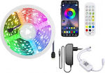 Bandă LED Alimentare 12V RGB Lungime 5m Set cu Telecomandă și Alimentare SMD5050