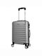 Quasar Model Medium Travel Suitcase Hard Silver with 4 Wheels Height 66cm