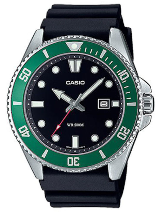 Casio Men's Watch Battery with Black Rubber Strap