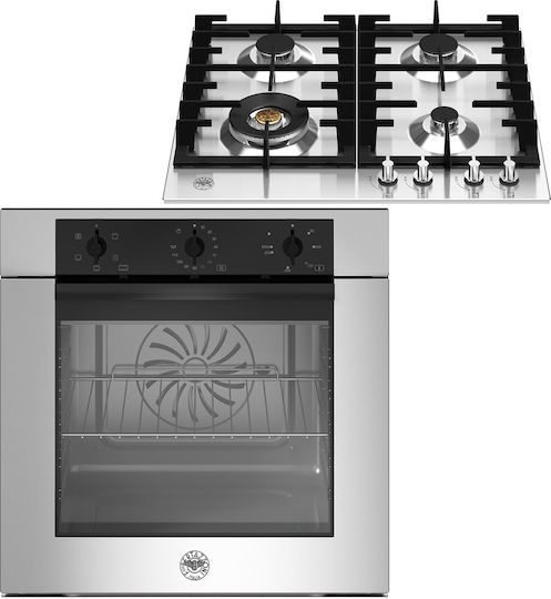 Bertazzoni Φούρνος άνω Πάγκου 76lt με Εστίες Υγραερίου Π59.7εκ. Inox