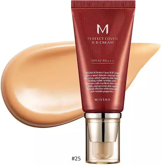 Missha M Perfect Cover BB 25 Warm Beige Ενυδατική Κρέμα Προσώπου Ημέρας με SPF42, Υαλουρονικό Οξύ & Ceramides 50ml