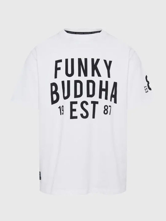 Funky Buddha Herren T-Shirt Kurzarm Weiß