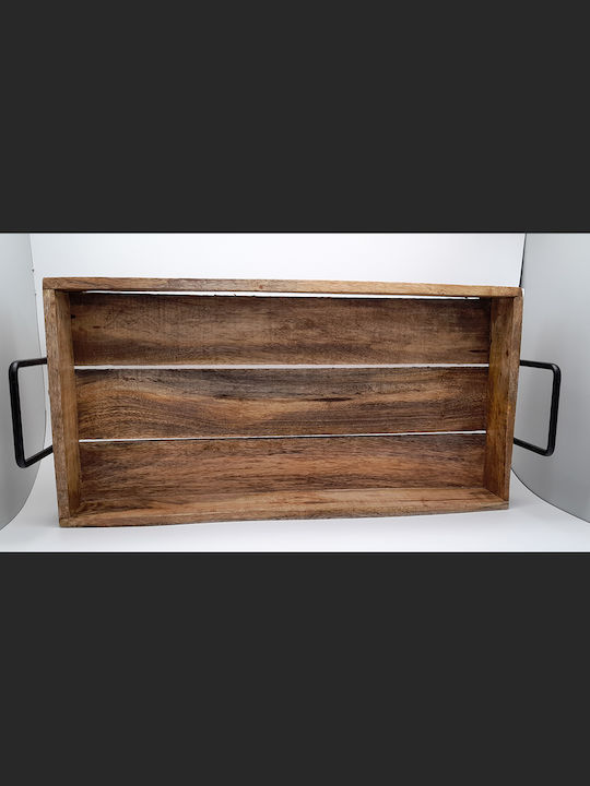 Kaemingk Lemnos Dreptunghiular Tavă de Servire cu Mânere în Culoare Maro 48x25cm 863569-02 1buc