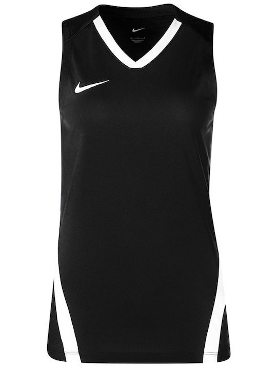 Nike Damen Sportliches Bluse Ärmellos mit V-Ausschnitt Schwarz
