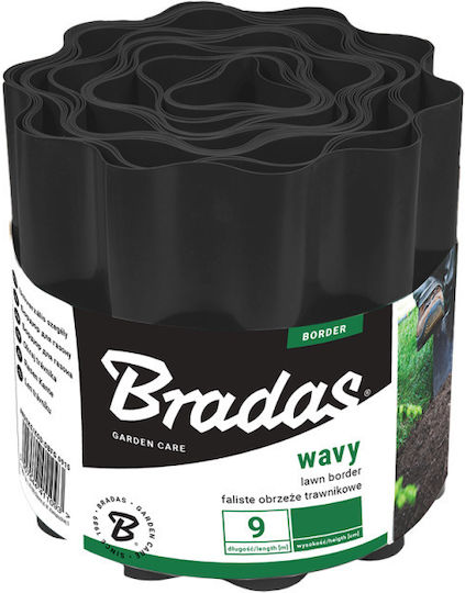 Bradas 0920 Διαχωριστικο Πλαστική Μπορντούρα Κήπου σε Μαύρο Χρώμα 20cm x 9m