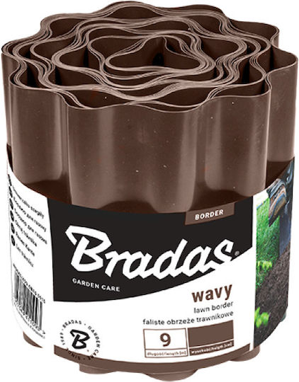 Bradas Separator Bordură de Grădină din Plastic în Culoarea Maro 20cm x 9.0m