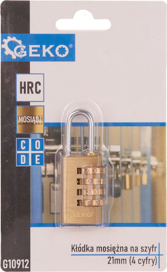 Geko Bronze Padlock Brass with Key 21mm 1pcs
